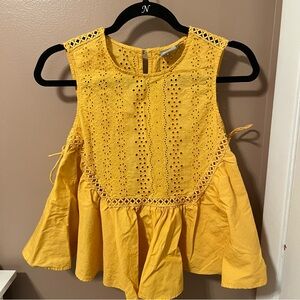 ASOS Mustard Yellow Eyelet Sleeveless Cotton Top